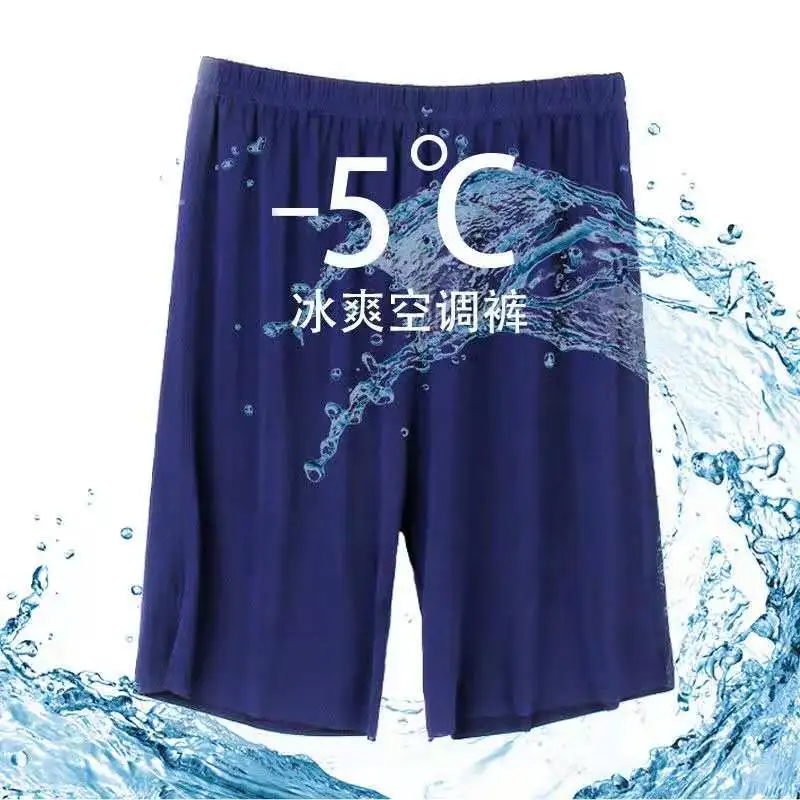 Summer Pajama Ice Silk Pants Men Shorts Men Ultra-thin Big Pants Home Casual Pants Breathable and Loose-fitting Pants Cool Down