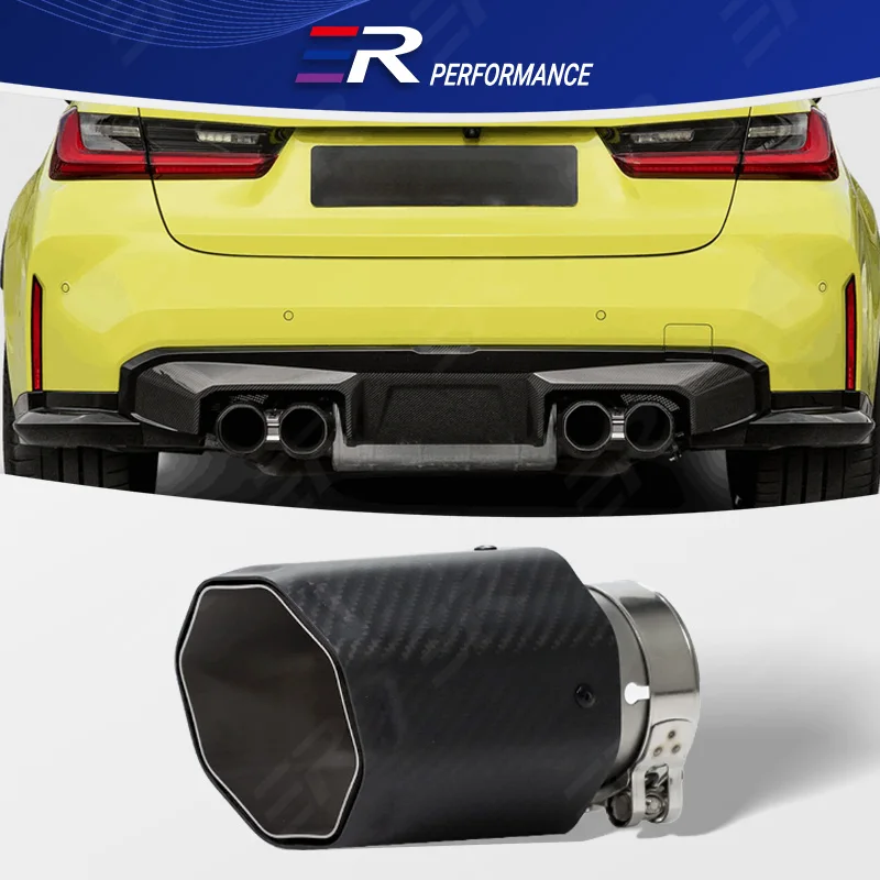 ER New Design Matte Carbon Fiber Universal Exhaust Tip for Car decoration Tail Pipe Modify Stainless Mufflers nozzle