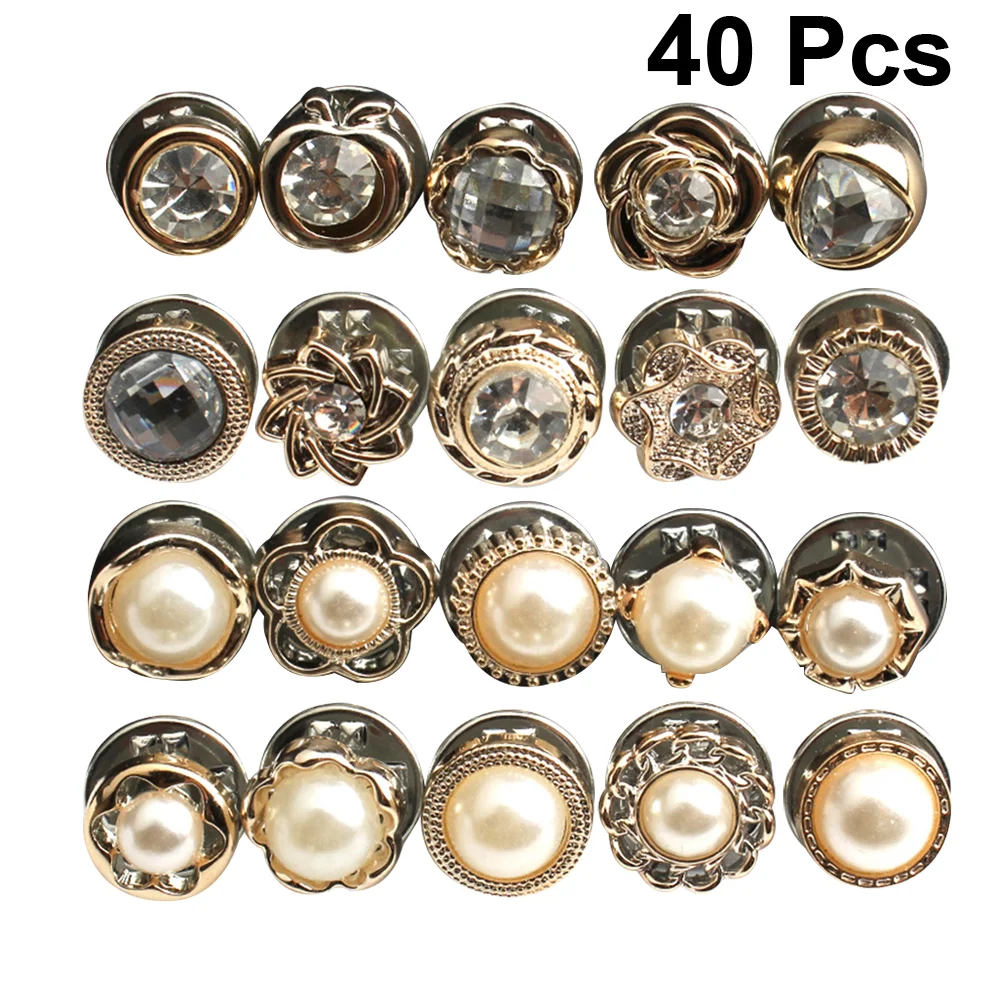 

40pcs Round Pearl Sewing Buttons Decorative Sweater Shirt Brooch Buttons Accessories Studs pearl buttons