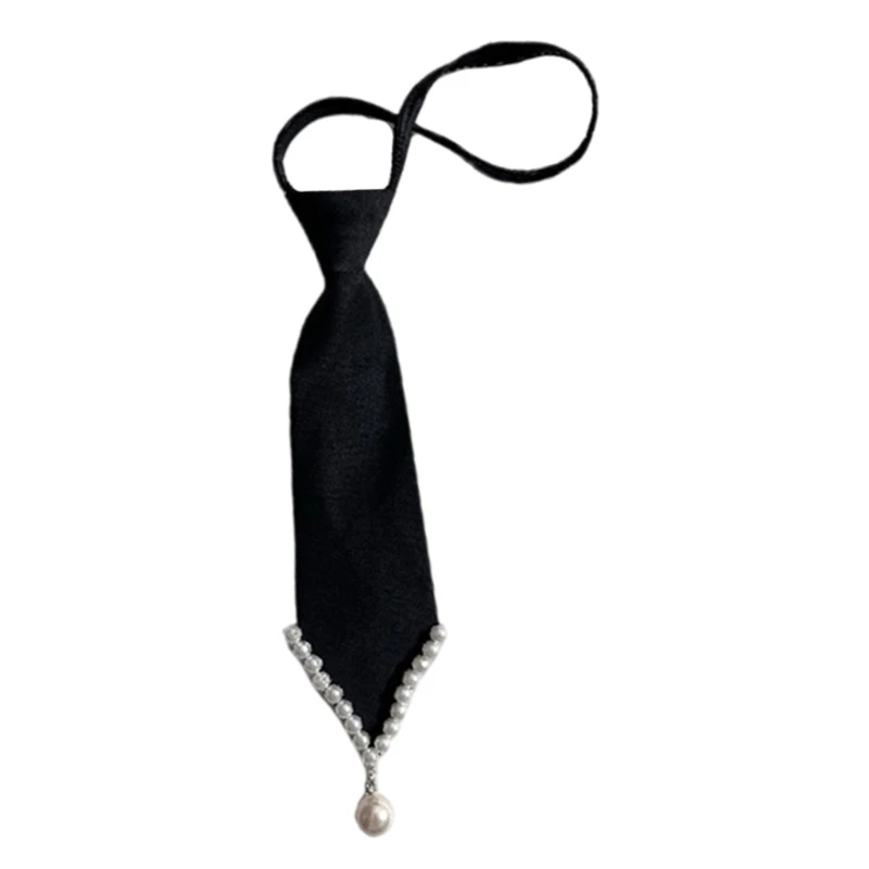 

HX6F Uniform Tie Schoolgirl JK Uniform Suit Neckwear Pre-tied Black Preepy Look