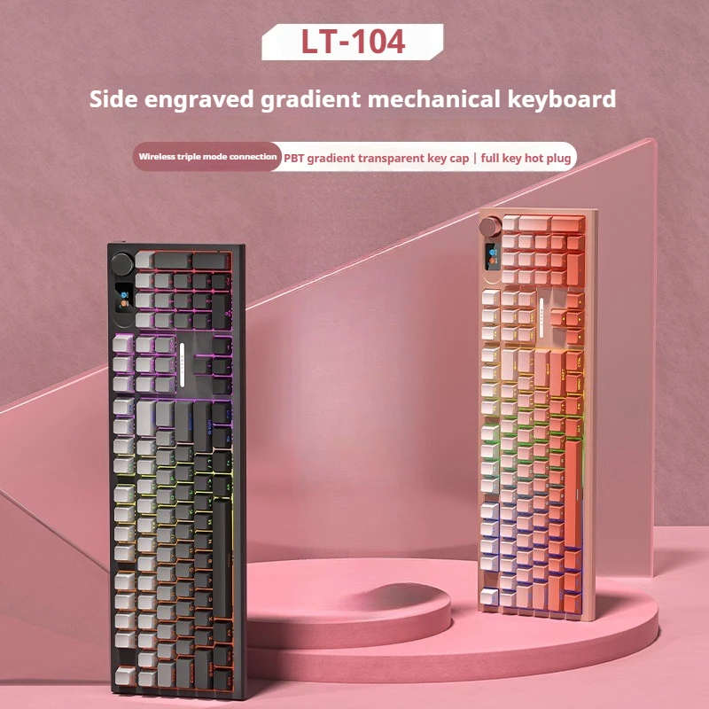 

Lt104 Gradient Rgb Wireless Mechanical Keyboard Customization Home Convenient Electronic Sports Bluetooth Office Game Keyboards