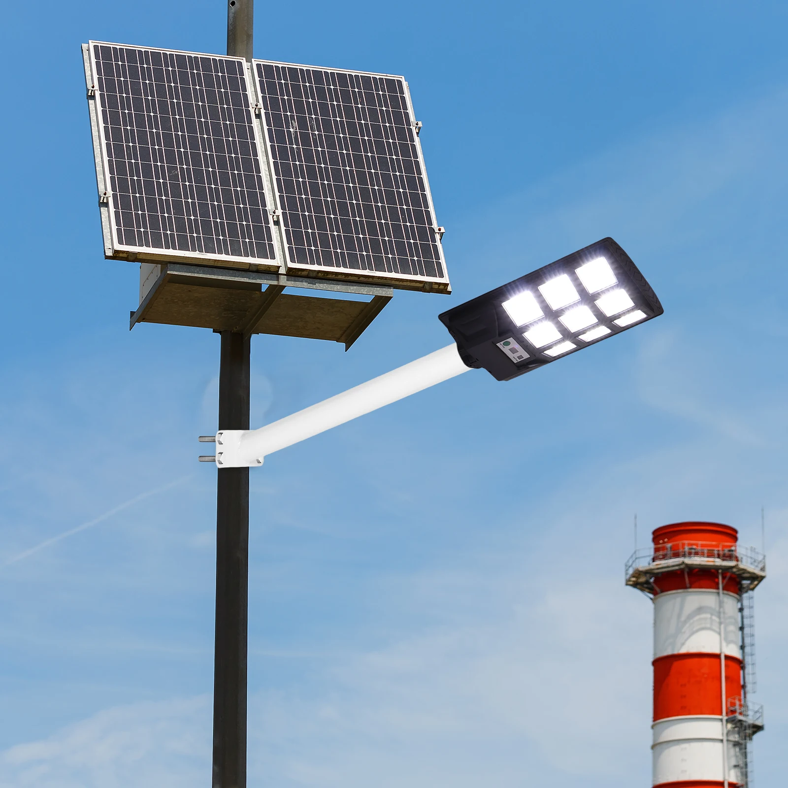 

2pcs Solar Street Light Bracket Sturdy Materials Enhanced Stability Illumination Coverage Versatile Outdoor Lighting Metal Mount