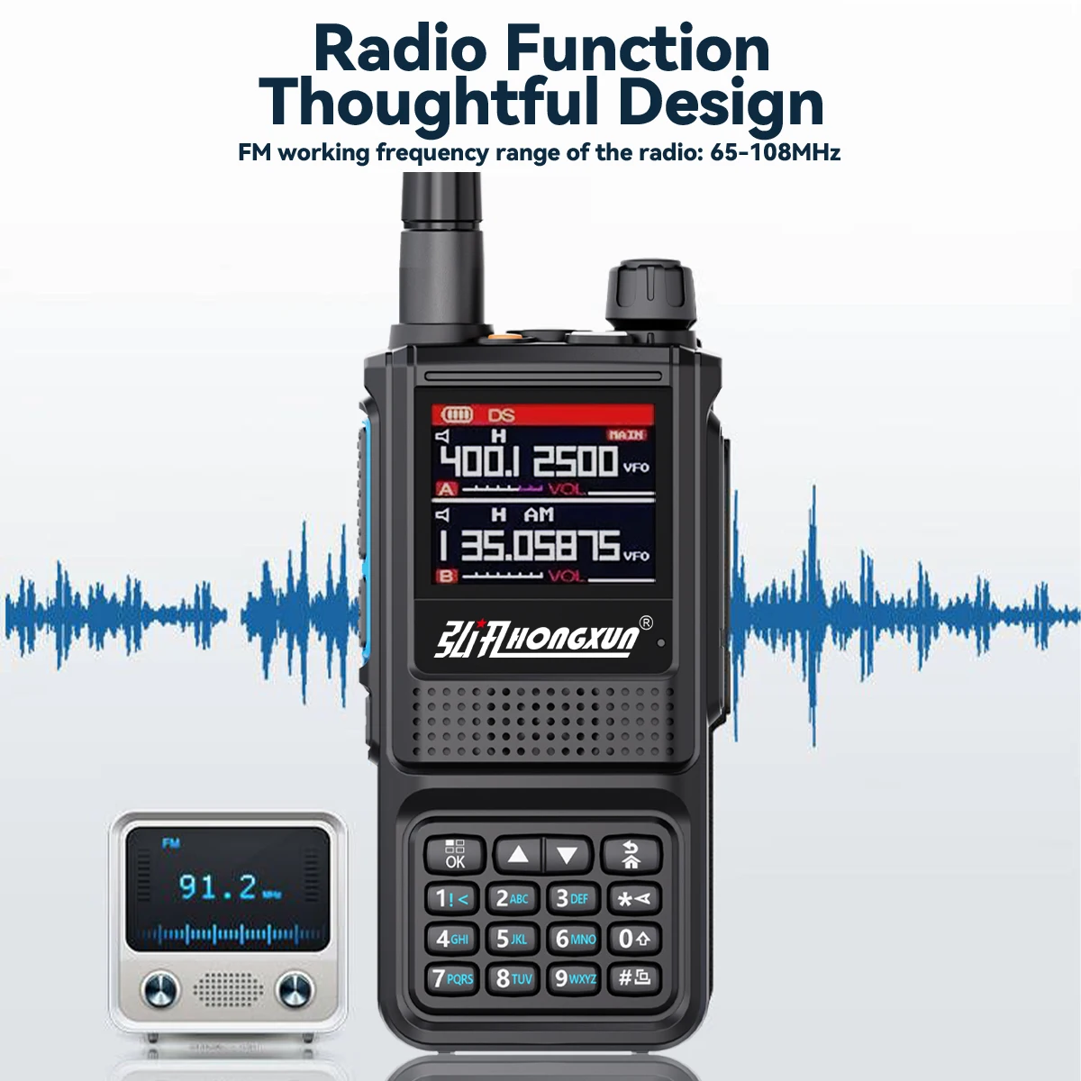 HONGXUN Air Band FM Radio 2Bands Rx Walkie Talkie 220-260MHz VHF UHF 350-390MHz 4Bands TX & Rx Frequency Radio Scanner