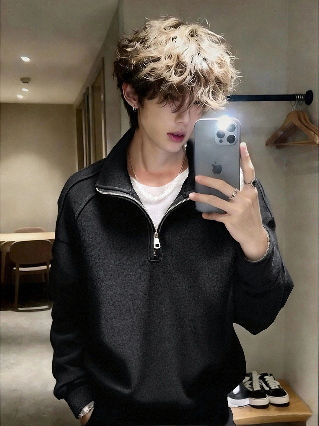 

Мужская толстовка на молнии с длинным рукавом, воротником-стойкой, в стиле пэчворк, свободного кроя, удобная, осенне-зимняя