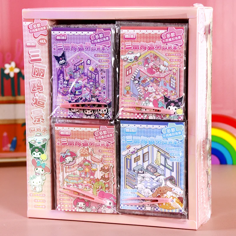 

Sanrio Hello Kitty Cartoon Miniature Scene Stickers DIY Pasting Hand Account Landscaping Stickers Cute Gift