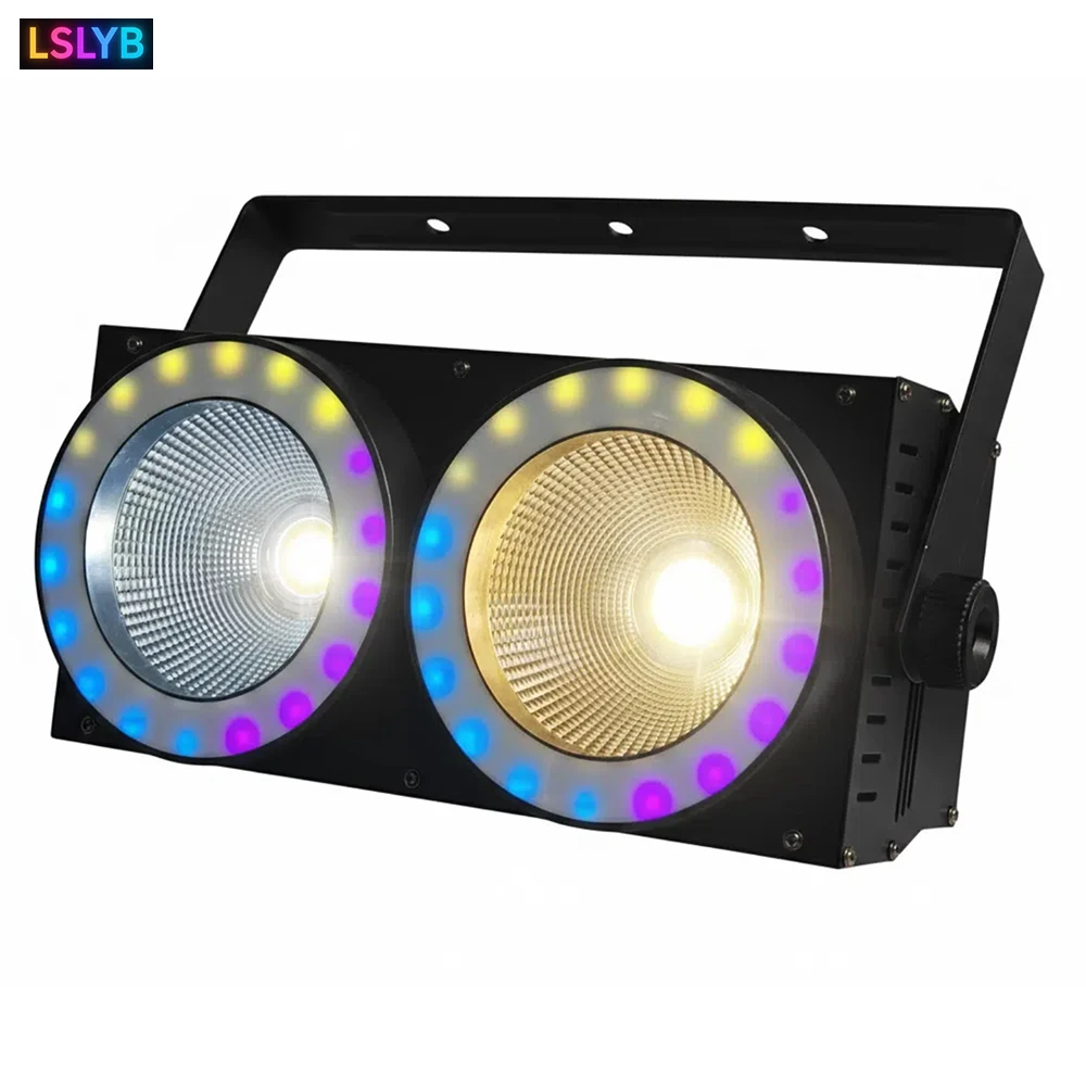 

200W COB 2 Eyes Stage Wash Lights Cool+Warm White Audience Casting Aluminum Sound Activated DMX512 Strobe COB Par Lights