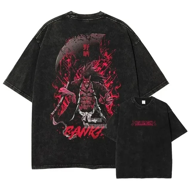 Top BLEACH European Code Men and Women with The Same Type of Japanese Popular Anime Graphic T-shirt Men's Washing T-shirt