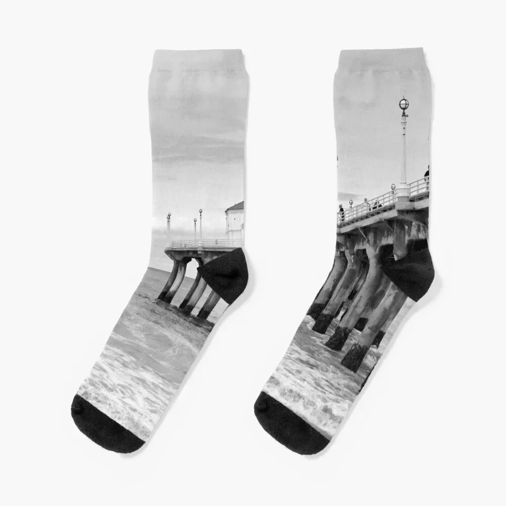 

Manhattan Beach Pier Socks golf Antiskid soccer retro Luxury Woman Socks Men's