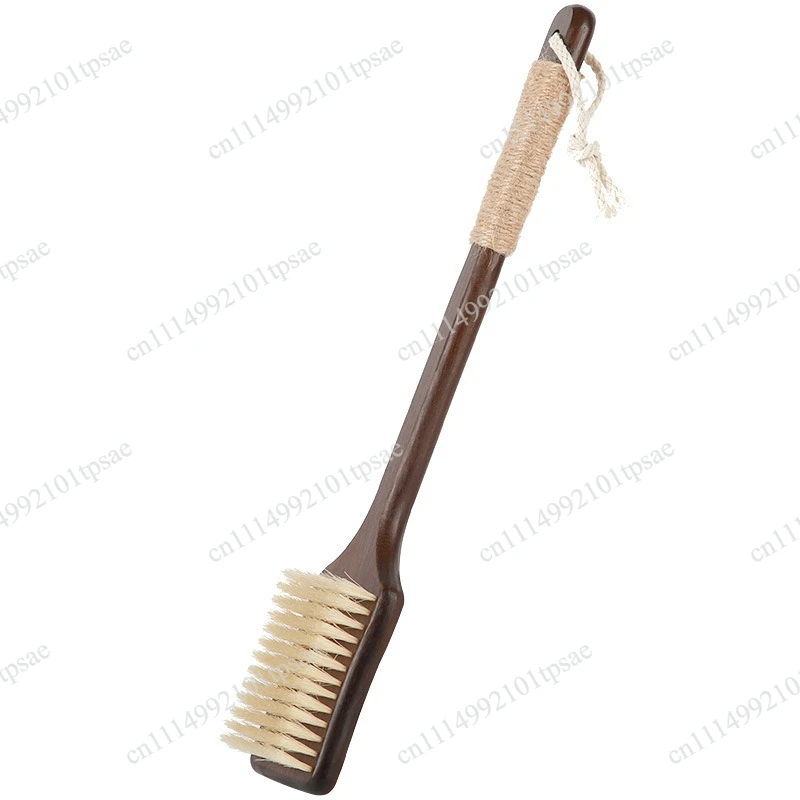 Natural Boar Bristle Bath Brush,Long Handle Back Scrubber,Waterproof Body Massager Shower Brush,Ergonomic Exfoliating Skin Brush