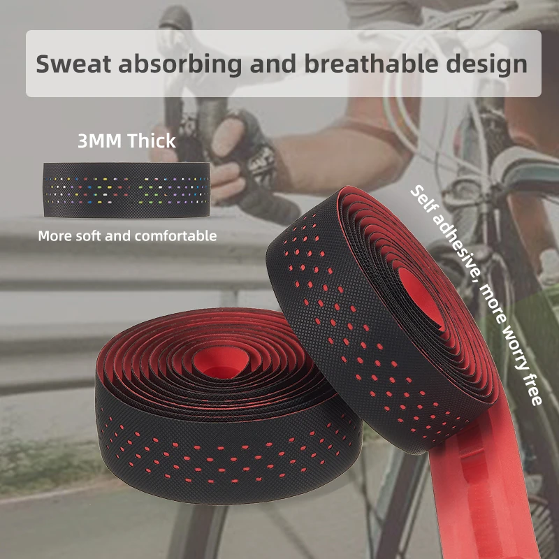 Soft Road Bike Bar Tape Cork EVA PU Bike Handlebar tape Bar Tape Professional Cycling Damping Anti-Vibration Wrap With 2Bar Plug