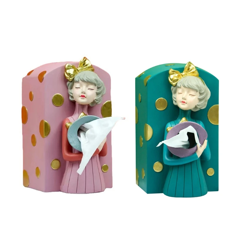 

for Creative for Butterfly Girl Resin Tissue Box Drawer Napkin Paper Holder Box Living Room Decoration Tissue Holder Box