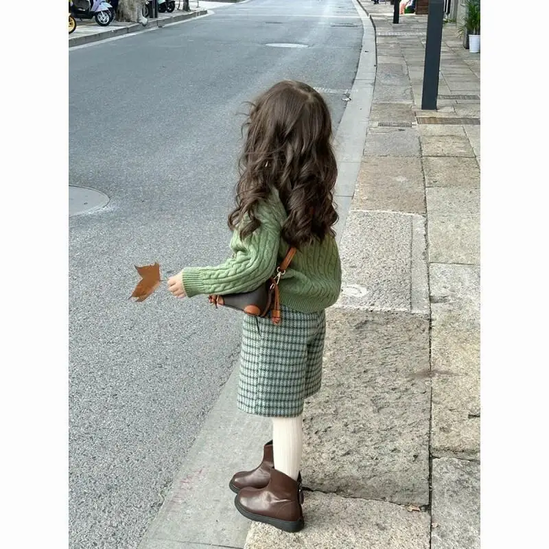 Kawaii فتاة النسخة الكورية رشاقته قطعتين موضة houndstooth سترة الكرتون طالب عادية نمط جديد ملابس الأطفال #2