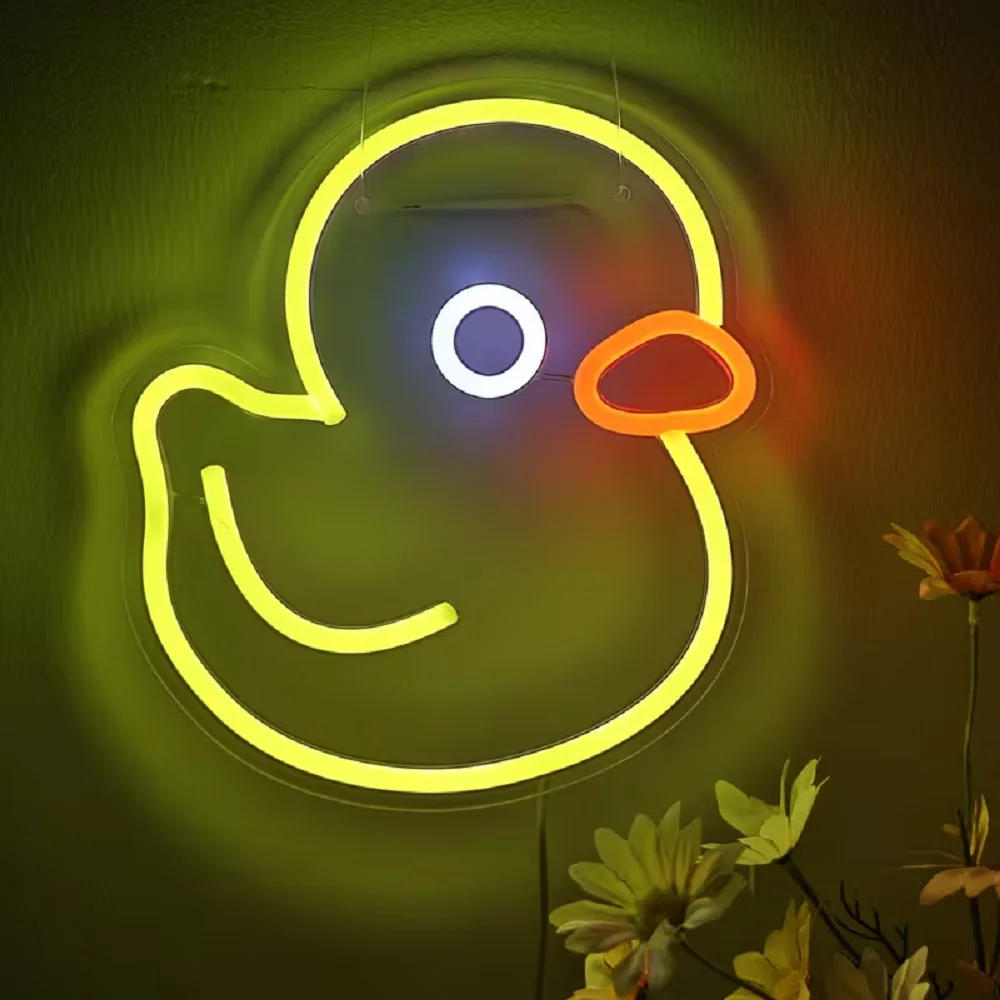 Duck Shape LED Neon Wall Sign for Room Party Wedding Birthday Coffee Shop Nail Beauty Hair Salon Restaurant Decoration