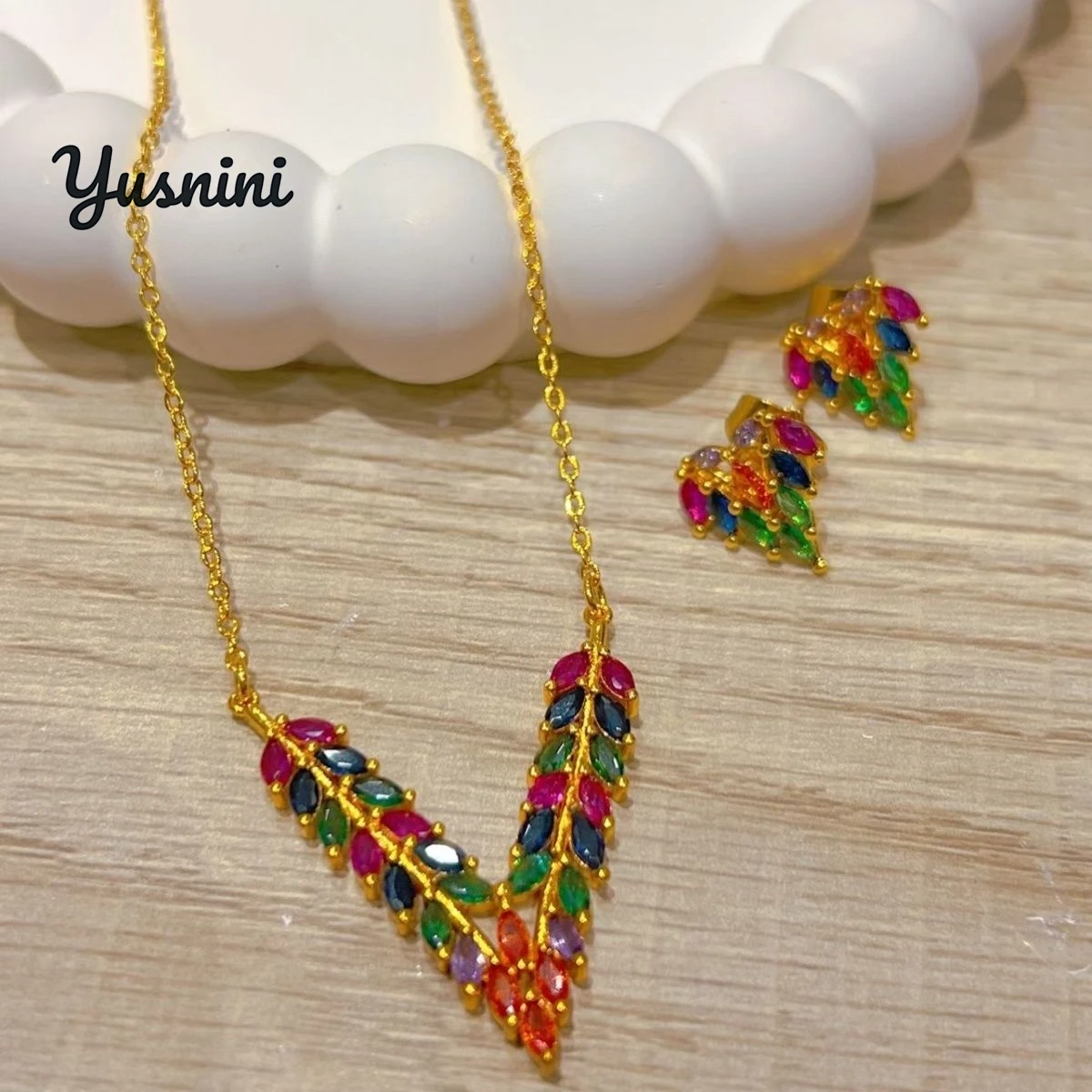 

Fashion Italy Dubai 24K Gold Plated Customized Necklace Earrings for Couples' Wedding Party Jewelry Set DD10882