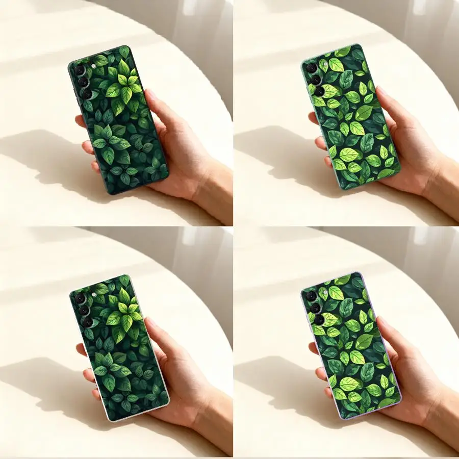 Green Leaf Pattern Phone Cover Case for Samsung Galaxy A53 A20s A30s A71 A73 A03 A05 A50 A56 A04 A06 A02s
