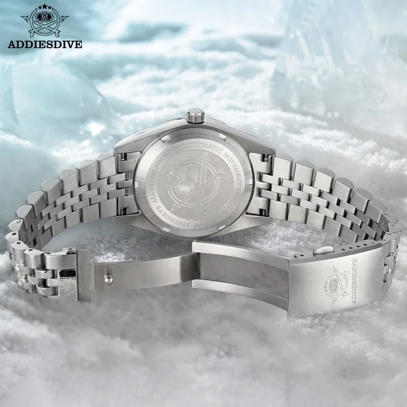 Addiesdive Mode 3d Gletscher Zifferblatt nh35 Automatik uhr Männer 39mm mechanische Armbanduhr Blasens piegel 100m Taucher uhren reloj