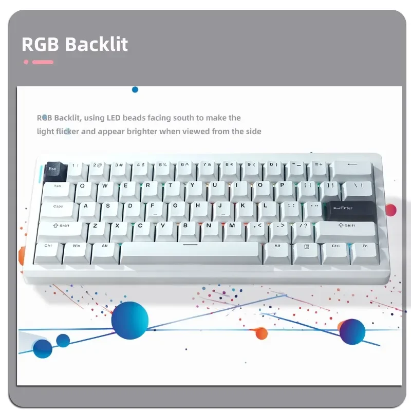 EOENKK GMK61 3-mode Hot-swapable gasket Mechanical Keyboard Finished Bluetooth Wireless RGB Custom Mahjong Sound Mute