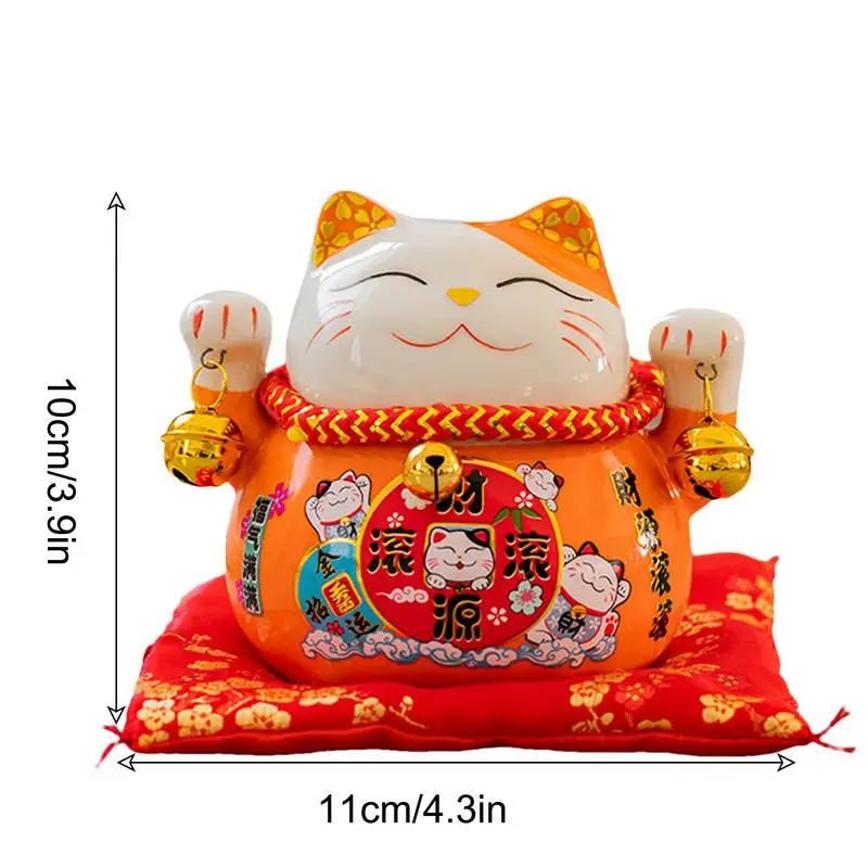 مجموعة شخصيات صغيرة من Lucky Feng Shui Cat مقاس 4.5 بوصة تمثال قطة الثروة اللطيفة Maneki Neko Feng Shui Fortune Creative Ceramics Home
