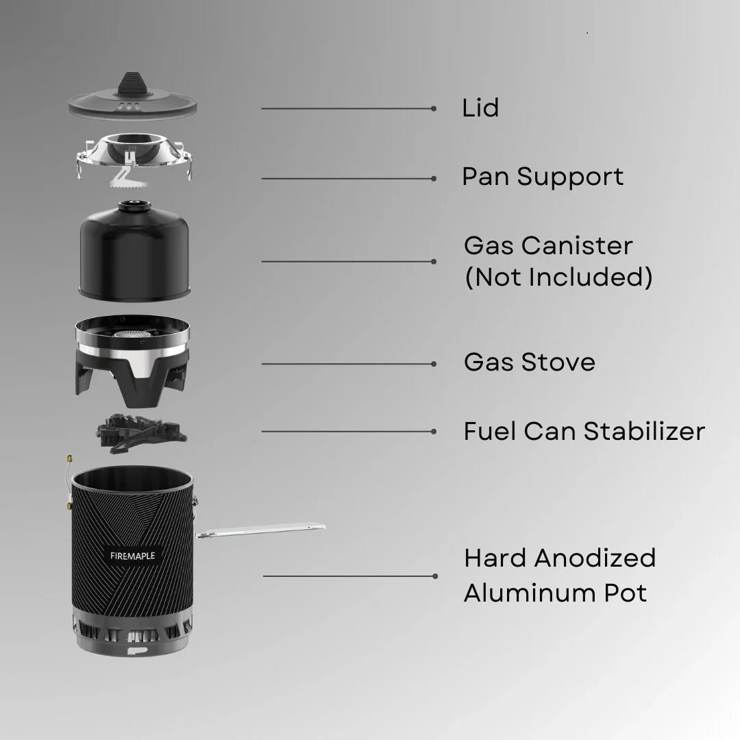 Fire-Maple FMS-X2 PRO Cooking System Gas Burner with Piezo Ignition All-in-One Camping Outdoor Windproof Gas Stove 2200W 1L