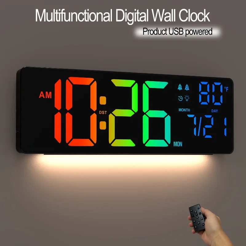 Creative Multi Function Wall Clock with Stopwatch Large Display Colorful Minimalist for Living Room Gym Home