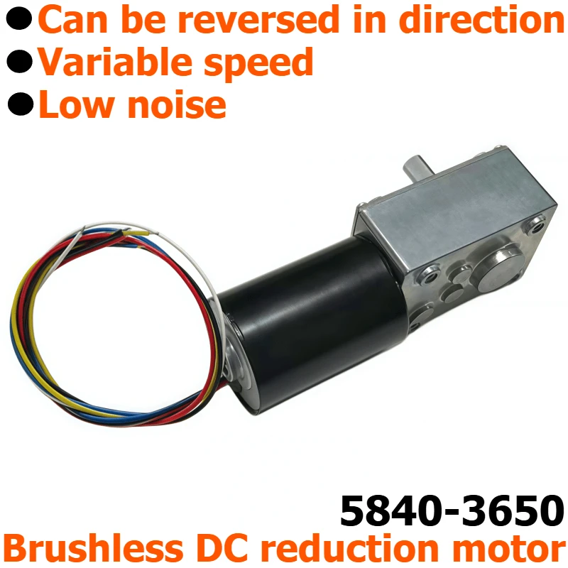 5840-3650 Brushless Worm Gear DC Speed Reducer Low-Speed Motor with Pulse Self-Locking Brake and Speed Controller