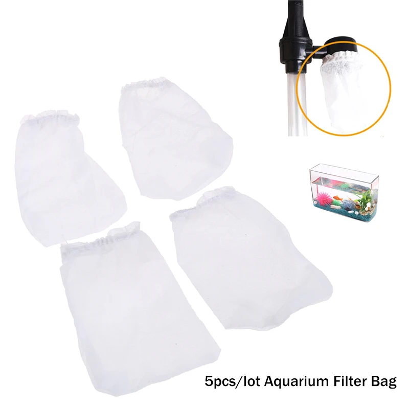 5Pcs Fish Tank Aquarium Siphon Filter Bags Electric Water Changer Gravel Cleaner Replaceable Mesh Bags Sand Washer Accessories