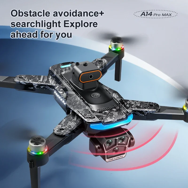 Drone A14Pro Max 8K HD Three Camera Brushless Optical Flow Obstacle Avoidance Foldable Quadcopter UAV Toys RC 20000M New