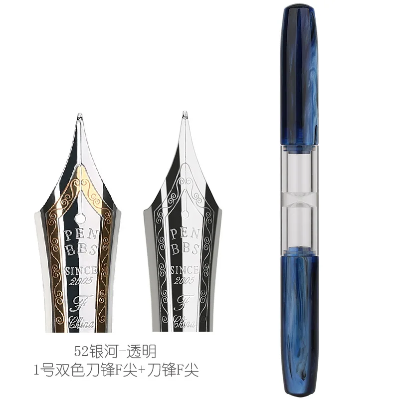 

Hot Penbbs 469 Acrylic Color Resin Fountain Pen Double-edged Blade F 0.5mm Ink Pen School Business Writing Calligraphy Stationer