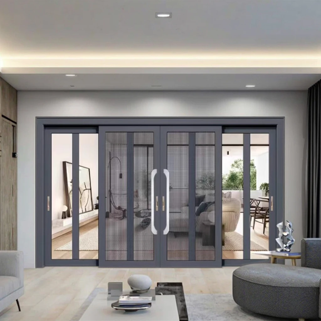 Commercial Modern Balcony Folding Energy Efficient Aluminum Alloy Frame Double Glass Thermal Break Sliding Window Energy Star