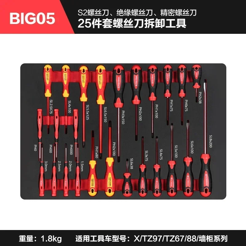 

Suitable tool set for mobile tool cart with drawer series Hardware Combination lining