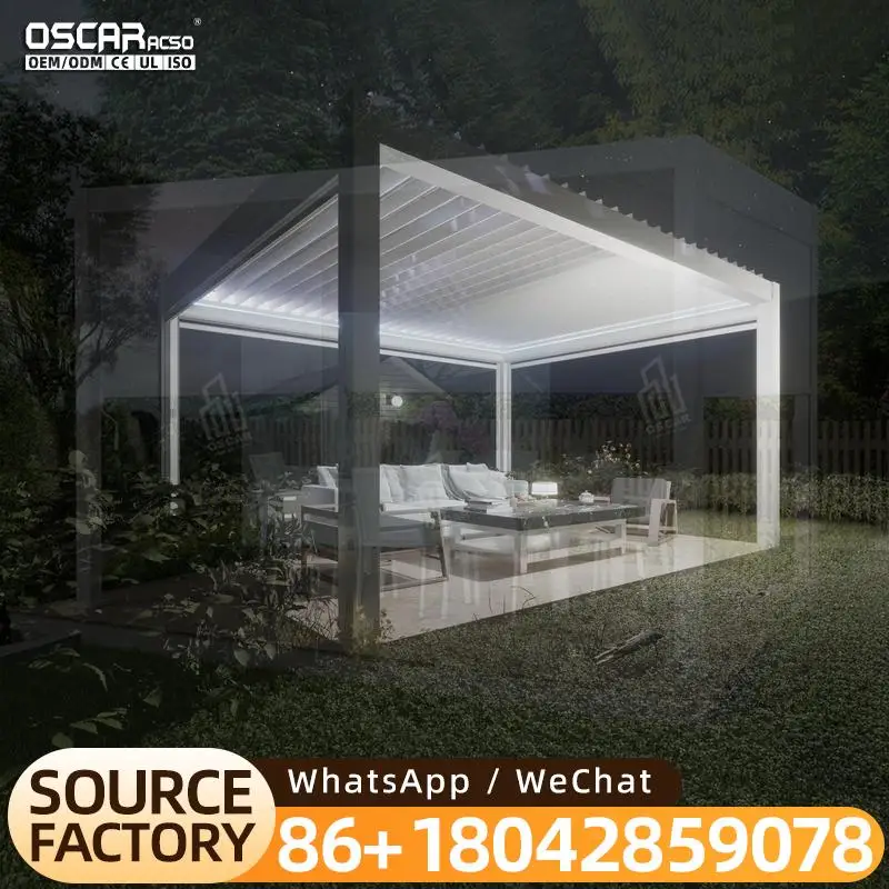 

Garden Terrace Canopy Bioclimatic Electric Adjustable Louvered Roof Optional Screen Accessory in US UK Outdoor Patio Backyard pe