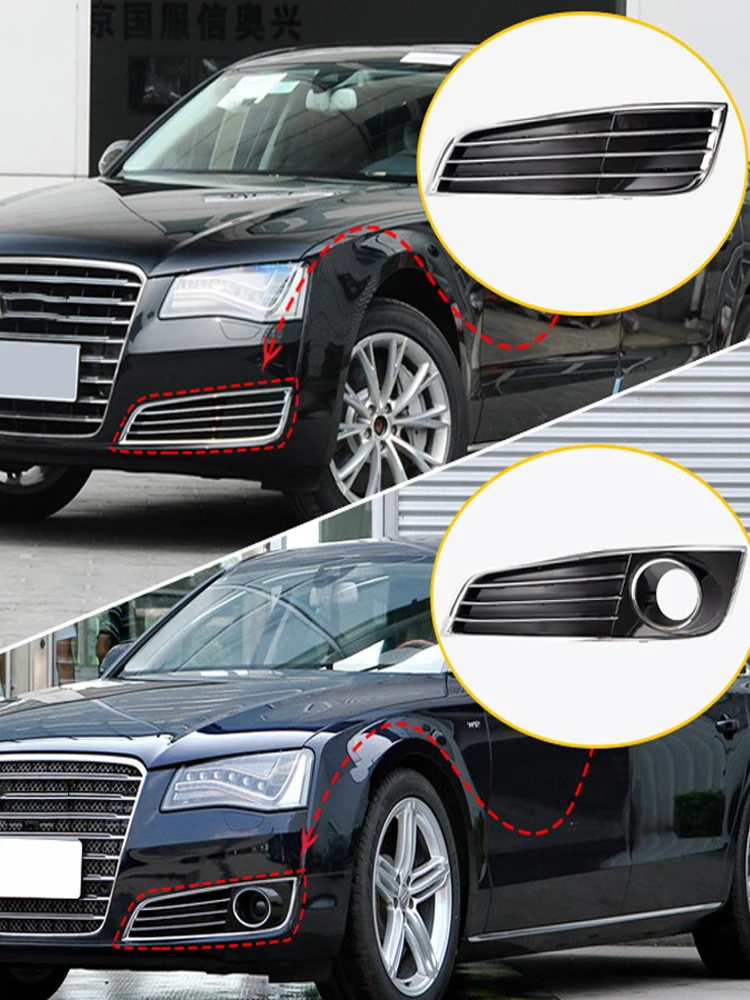 Voor Audi A8l A8 D4 2010 2011 2013 Auto Voor Mistlicht Frame Cover Chroom Grille Mistlamp Grill Accessoires - afbeelding 2