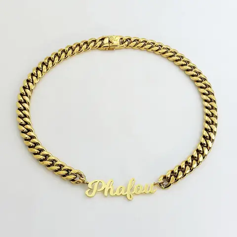 Custom Name Necklace for Men Stainless Steel Thick Cuban Chain Personalized Nameplate Hip Hop Necklace Christmas Gift Jewelry
