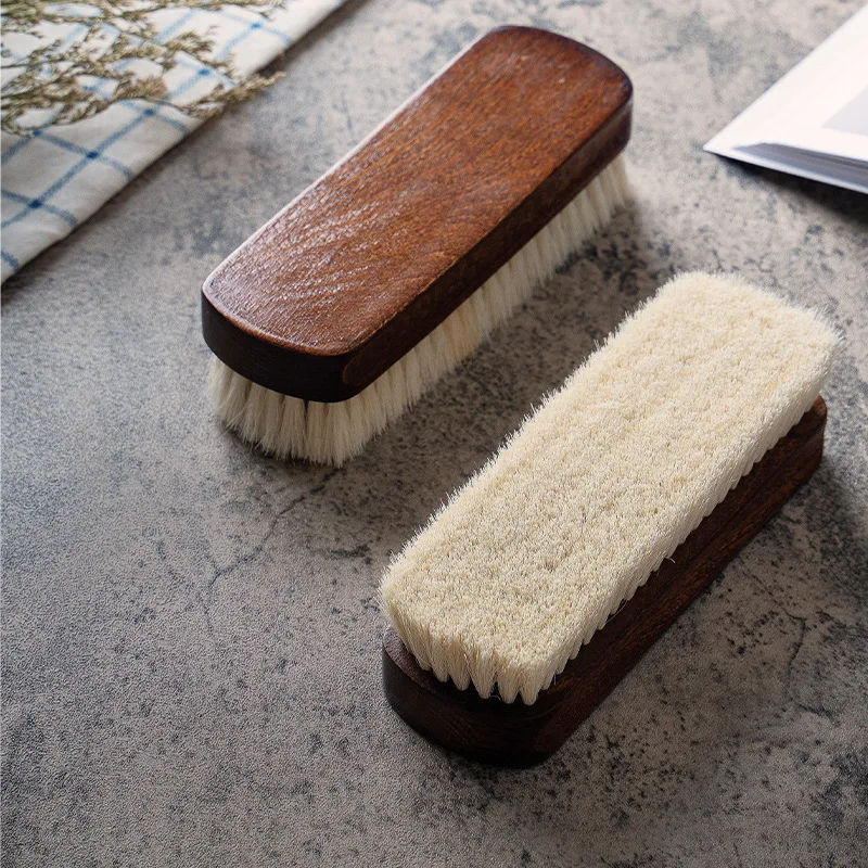 Wool solid wood shoe brush Advanced super soft wool does not hurt shoe oil brush shoes clean leather bag Wash shoes