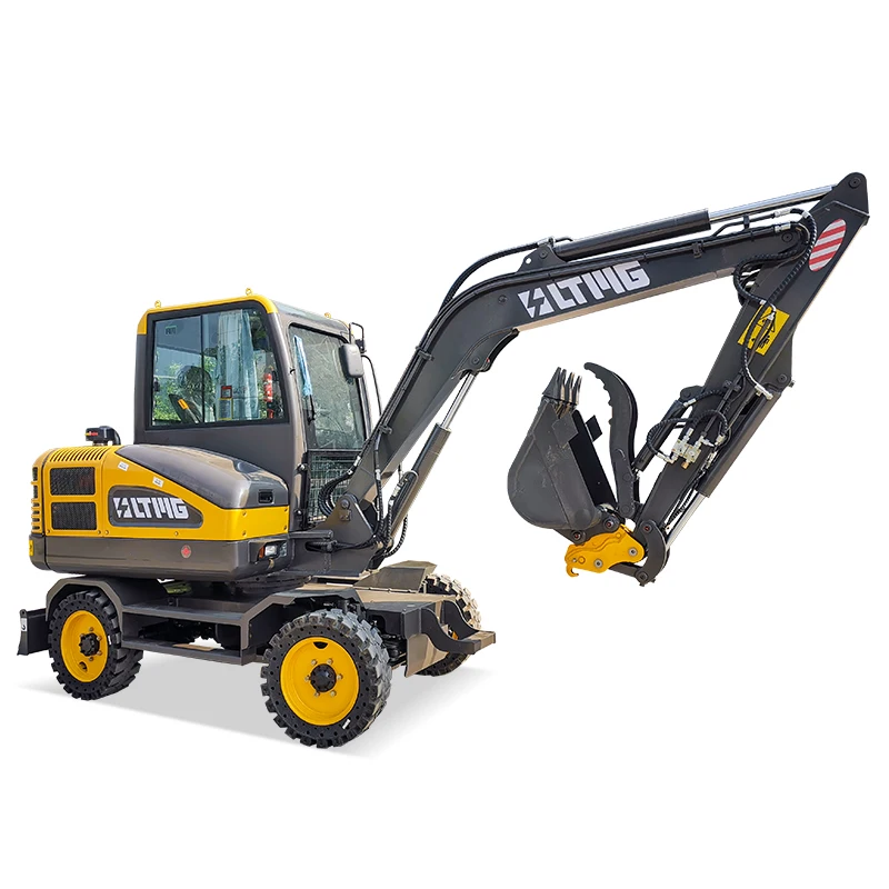 High Performance Construction Machine 5Ton 7Ton 10Ton Hydraulic Wheel Excavator With Hammer