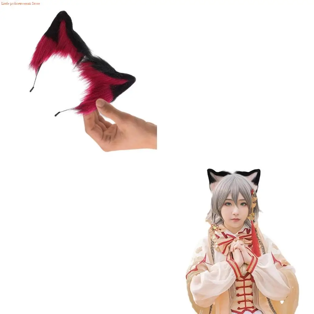F92D COSPLAY Kitten Ears Animal Ear Headband Furry Kitten Carnivals Party Handmade Furry Party Costume Devil