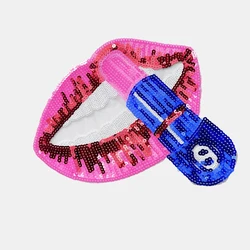 1 Piece 23*21.5 cm Sequined Lip Patch Fashion Shining Iron on Patch for Clothing DIY Decoration Accessories Back Adhesive