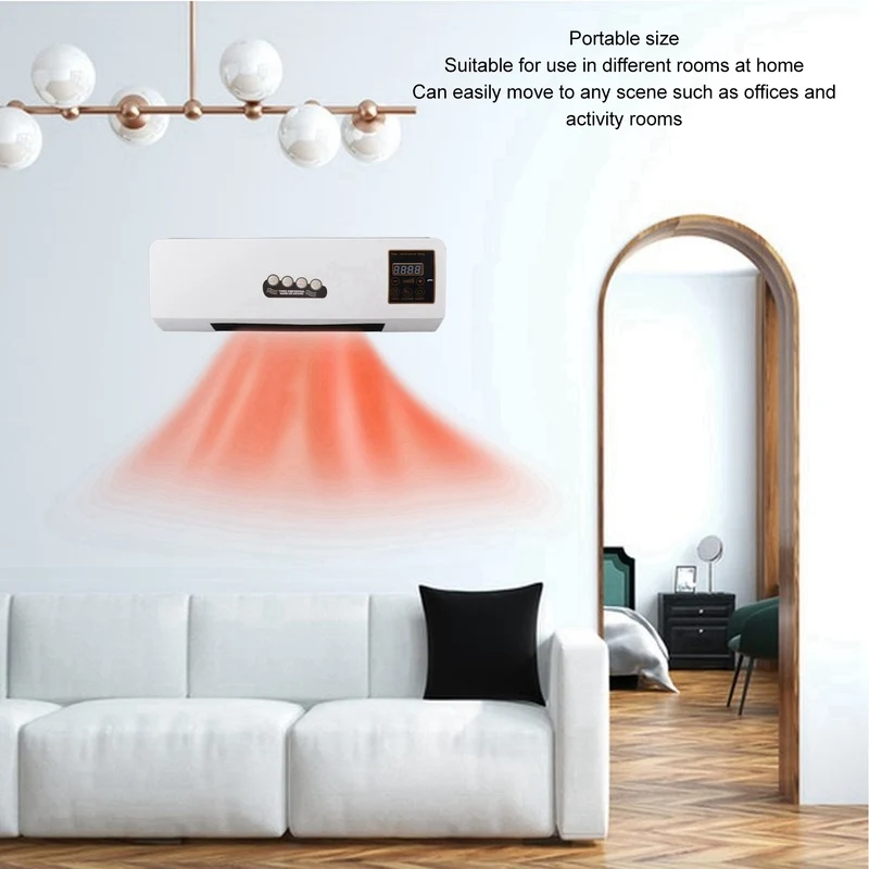 1800W Wall Mounted Heater Electric Heating Machine PTC Heating Heater with Remote Control Timer for Bedroom Bathroom English Ver