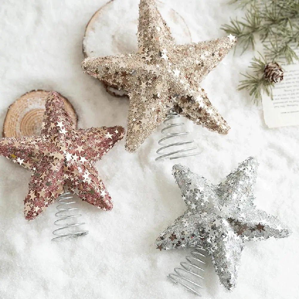 Elegant Christmas Tree Decoration Star Topper Featuring a Dazzling Hollow Design Perfect for Adding Charm to Your Holiday Setup