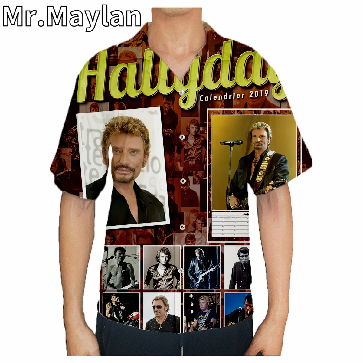 

Johnny Hallyday 3D Printed Men Summer Beach Hawaiian Shirt Short Sleeve Shirt Loose Rock Streetwear Oversized Chemise Hombre-36