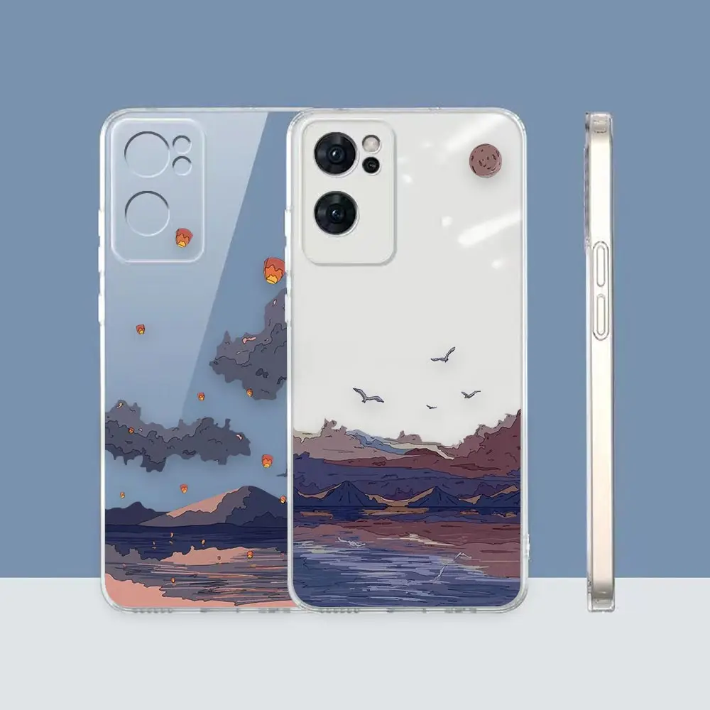 

Clear Phone Case For OPPO RENO 11 11F 10 8 8Z 8T 7 7Z 6 6Z 5G 5 5F 4 2 FIND X3 LITE Case Japan Anime Hand Painted House Scenery