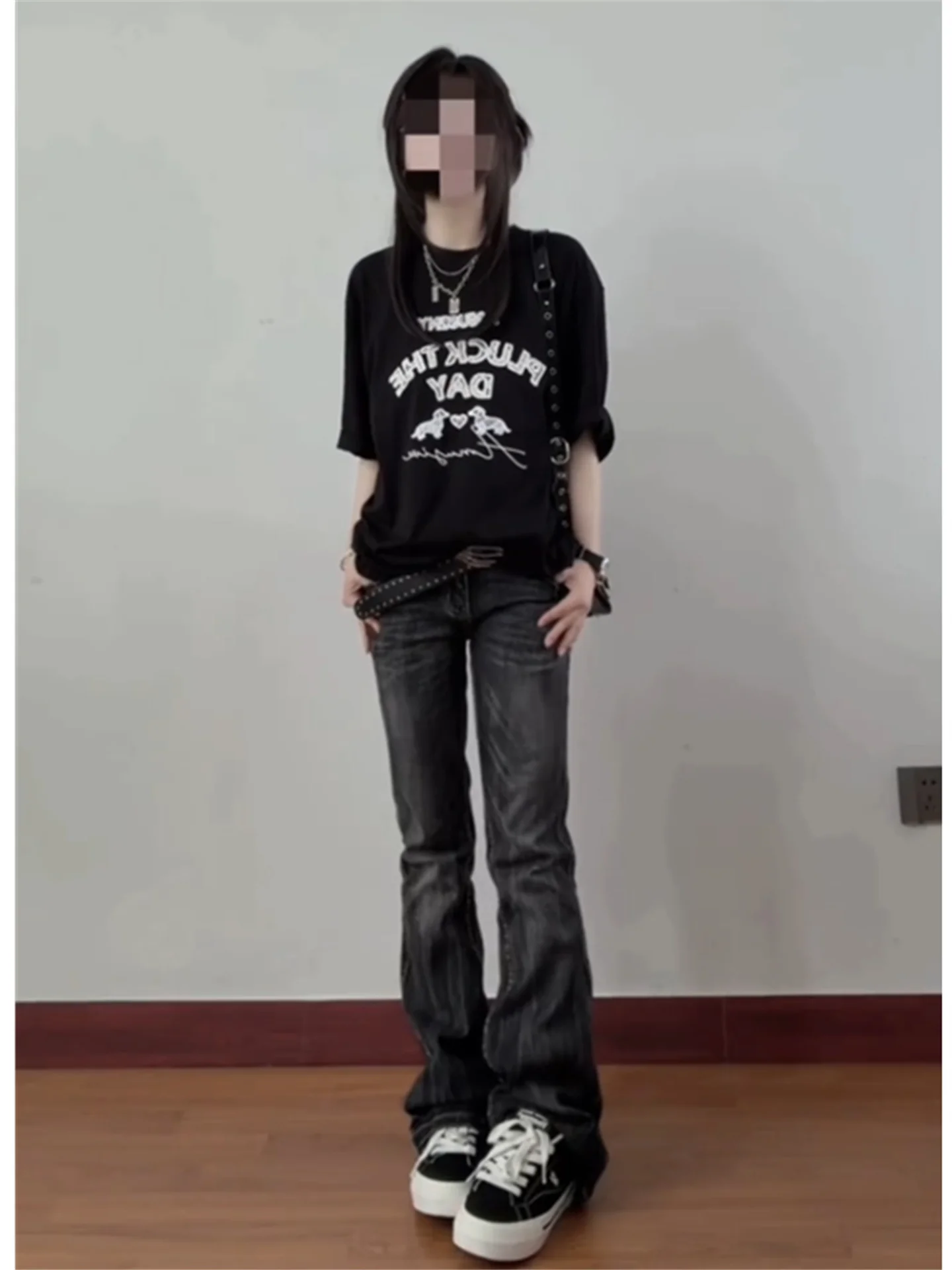 

American Vintage High Waist Bell Bottom Jeans Women's Extended Length Tall Size Slim Fit Casual Cotton Spring Denim Pants