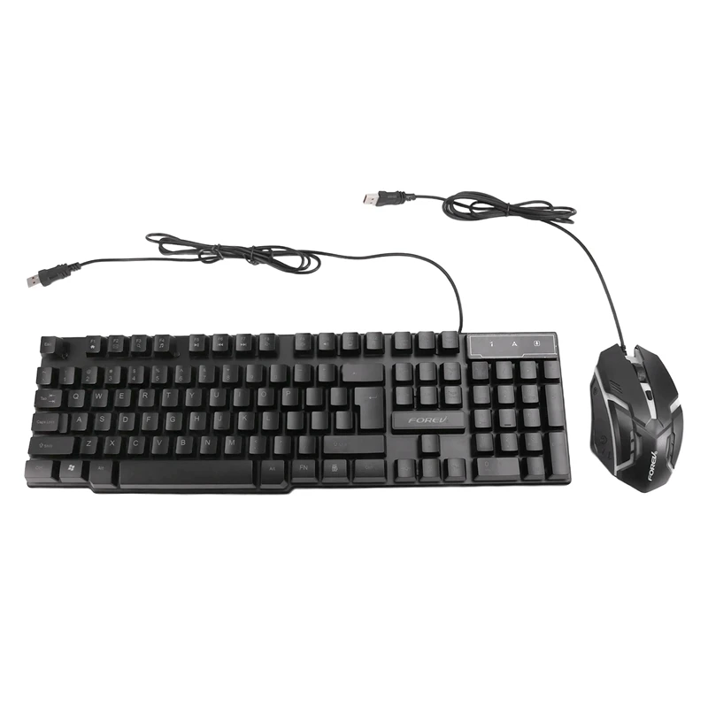 T84C-FOREV RGB Gaming Keyboard & Mouse Kit Backlit USB Wired 104 Key Keyboard For Pc Gamer Laptop