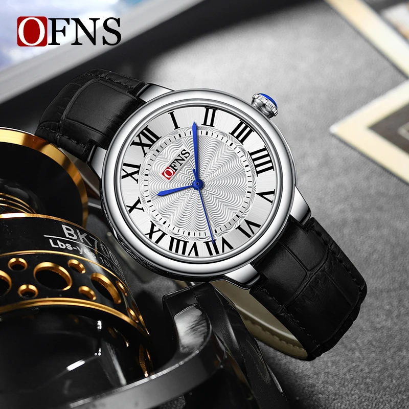 OFNS Top Brand Luxury Quartz Watches for Men High Quality Stainless Steel Leather Waterproof Sport Business Sport Quartz Clock