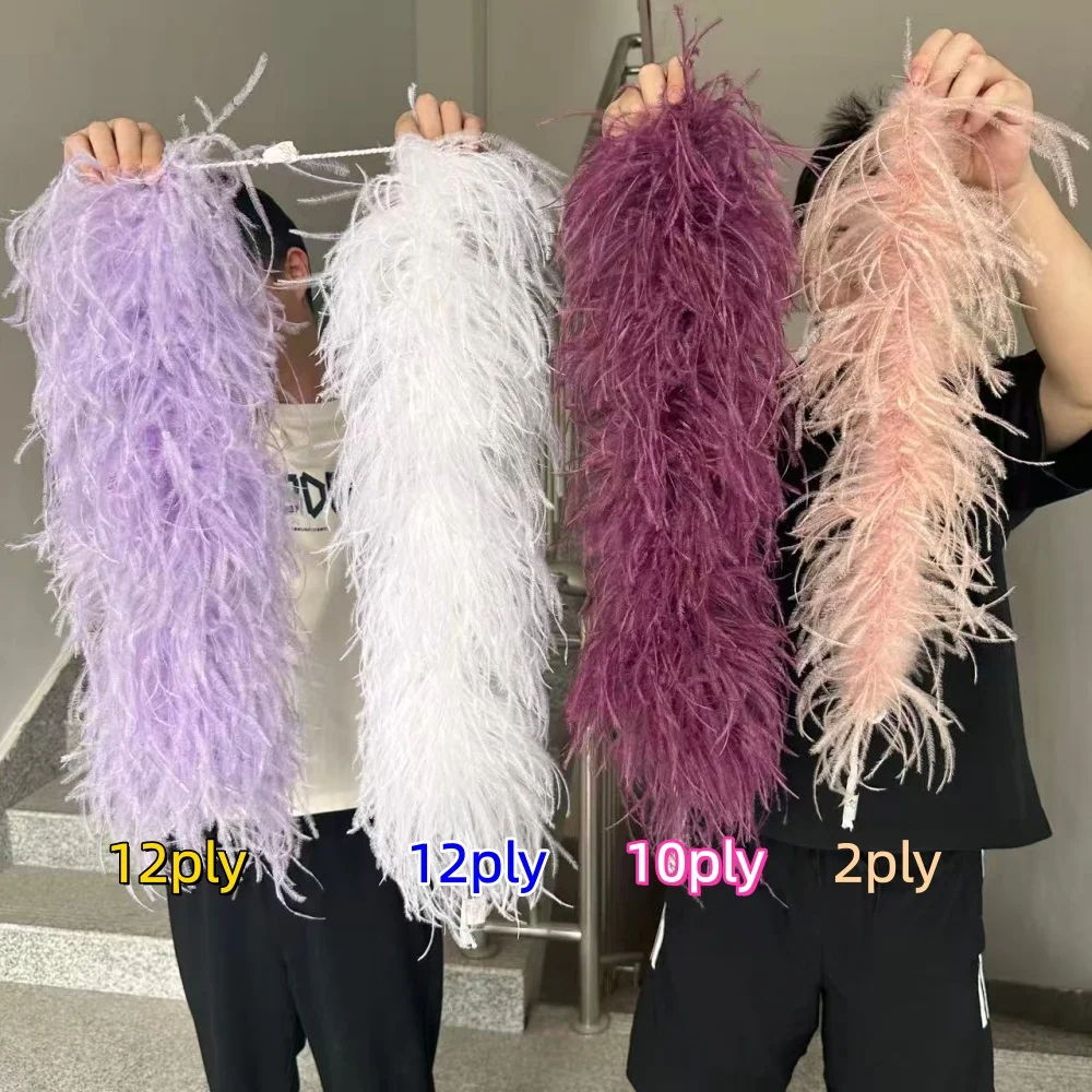 50cm Ostrich Feather Boa 2 6 8 10 12 Ply Fluffy Natural Ostrich Feather Trim for Wedding Party Costume Sewing Stage Performance