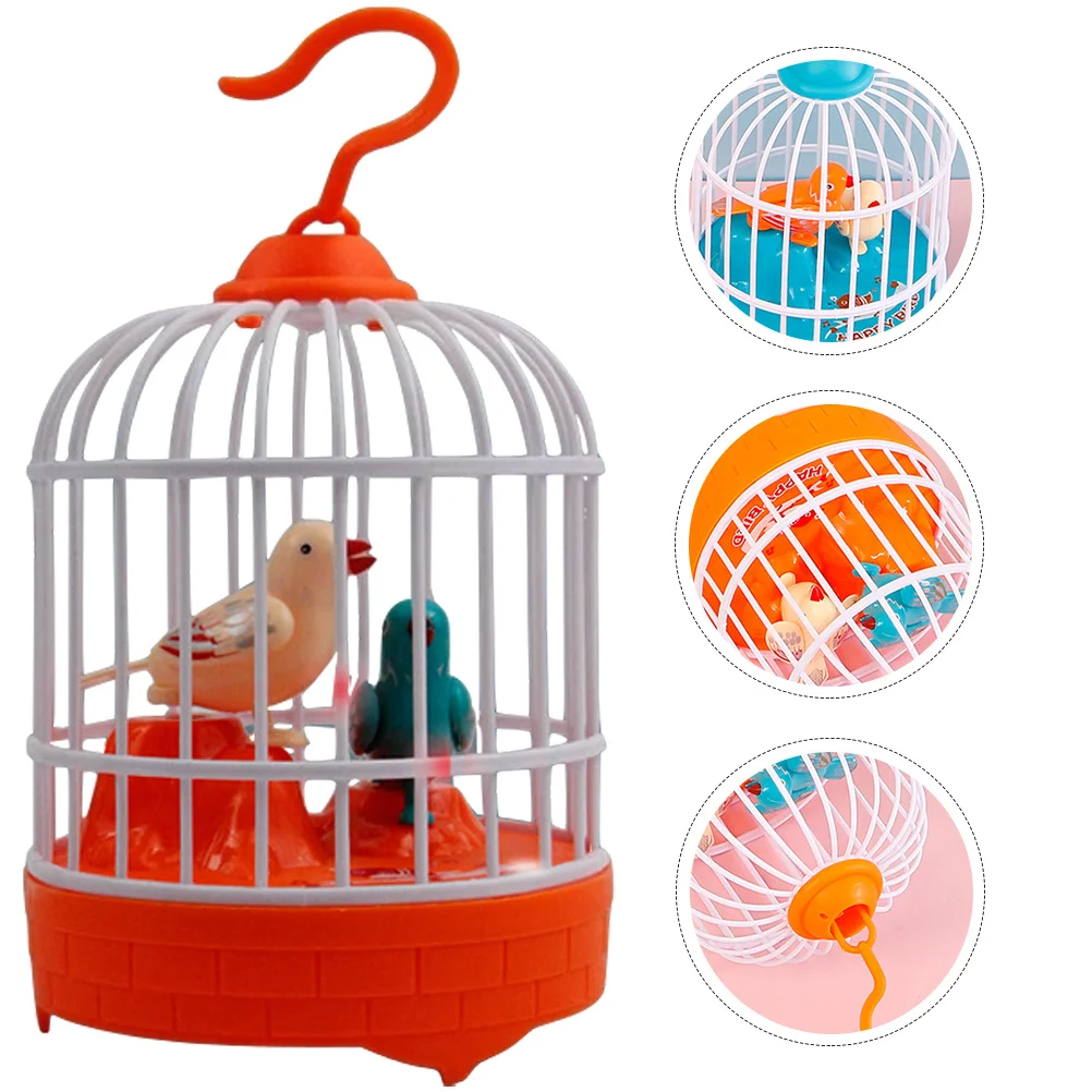 Voice Controlled Bird Cage Bright Color Sound Activated Electronic Bird Singing Movement Kids Educational Interactive Pet