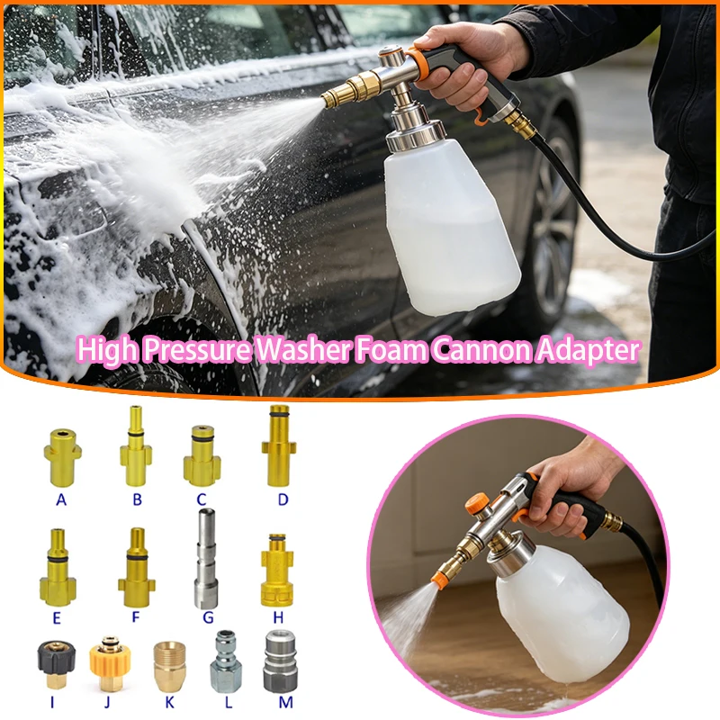 High Pressure Washer Foam Generator Soap Foamer Nozzle Adapter Fit Karcher Nilfisk Huter G1/4 Brass Metal Quick Coupler