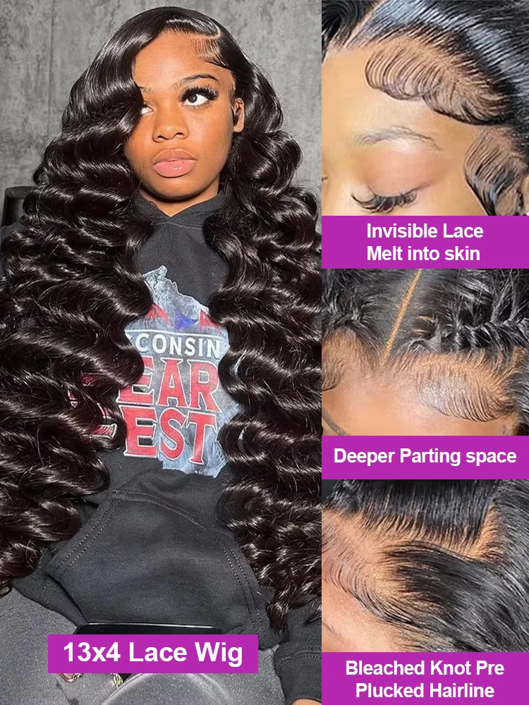 40 Inch Loose Deep Wave Frontal Wig Human Hair 13X6 Lace Front Wigs For Women Nature Wave Curly 360 Full HD Lace Wig Preplucked