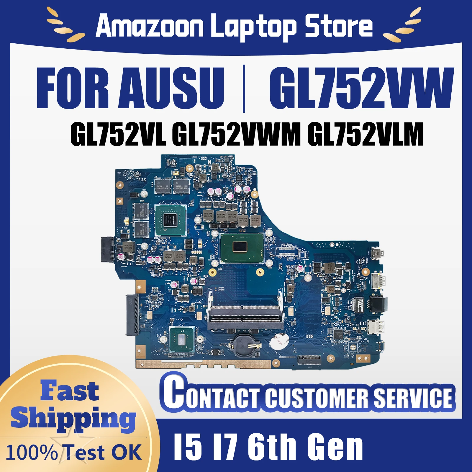 GL752VW For ASUS notebook Mainboard GL752VL GL752VWM GL752VLM ZX70V FX71PRO Laptop Motherboard I5 I7 6th Gen CPU GTX960M V2G/4G