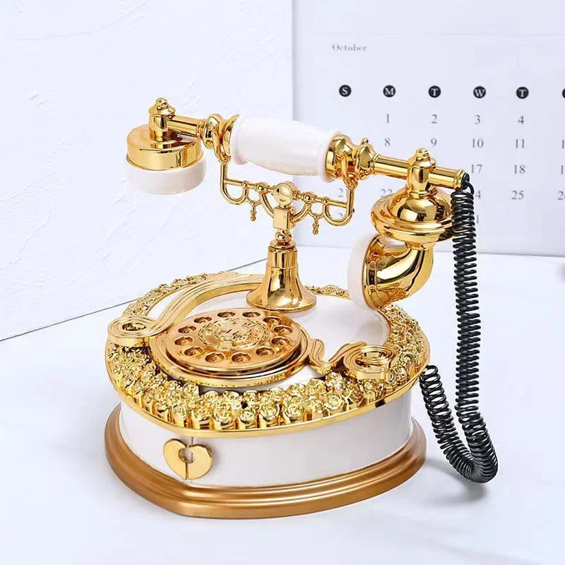 Light Luxury Classic Style Dial Old-fashioned Telephone Music Box Home Desk Porch Home Decoration Living Room Decoration